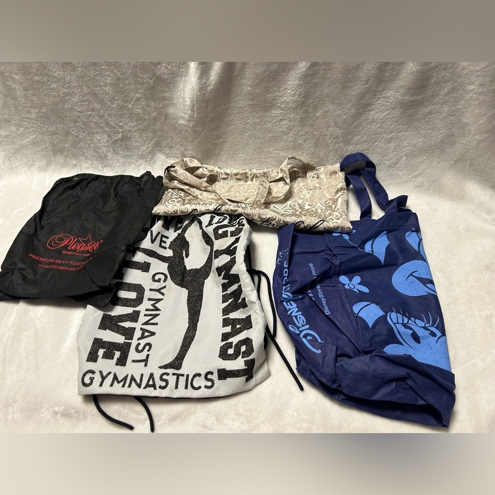 4 bags small medium large drawstring handle black blue gray brown